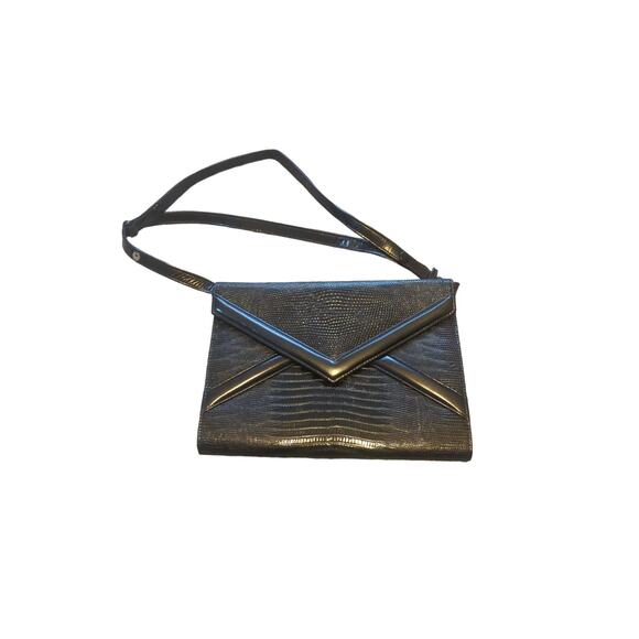 Mary McFadden Handbags - Vintage McFadden Lizard Embossed Envelope Clutch Purse
